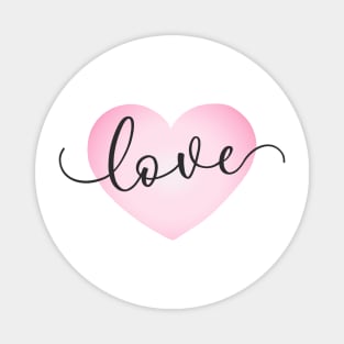 Simple Love Pink Heart Valentine's Day Calligraphy Magnet